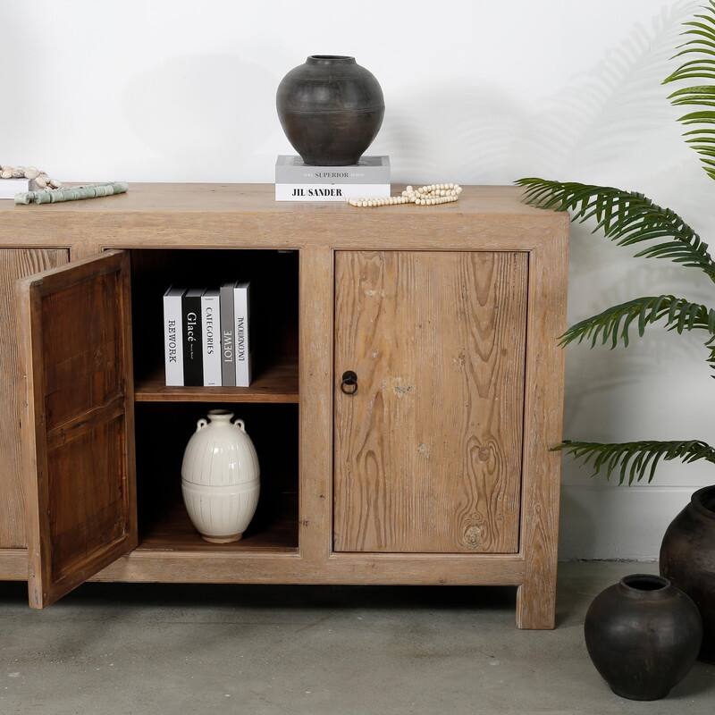 Capri Sideboard With 4 Doors, Weathered Pinewood 86.6x18.9x39.8H
