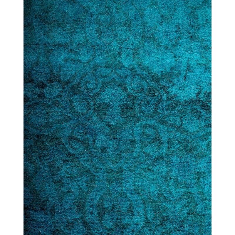 Overton Hand Knotted Wool Vintage Inspired Modern Contemporary Overdyed Blue Runner Rug - 2' 7" x 19' 5"