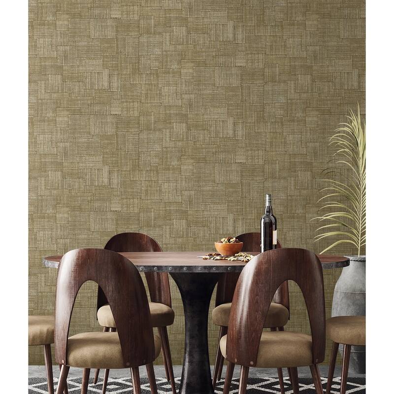 Seabrook Designs Woven Blocks Embossed Vinyl Unpasted Wallpaper