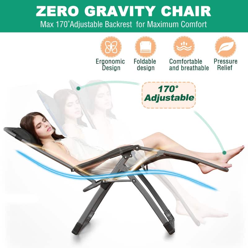 DoCred Zero Gravity Chair, Folding Adjustable Patio Lounge Chair