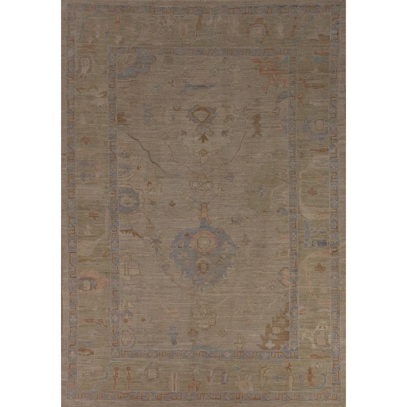 Earth Tone Oushak Turkish Area Rug Handmade Wool Carpet - 6'7"x 9'6"
