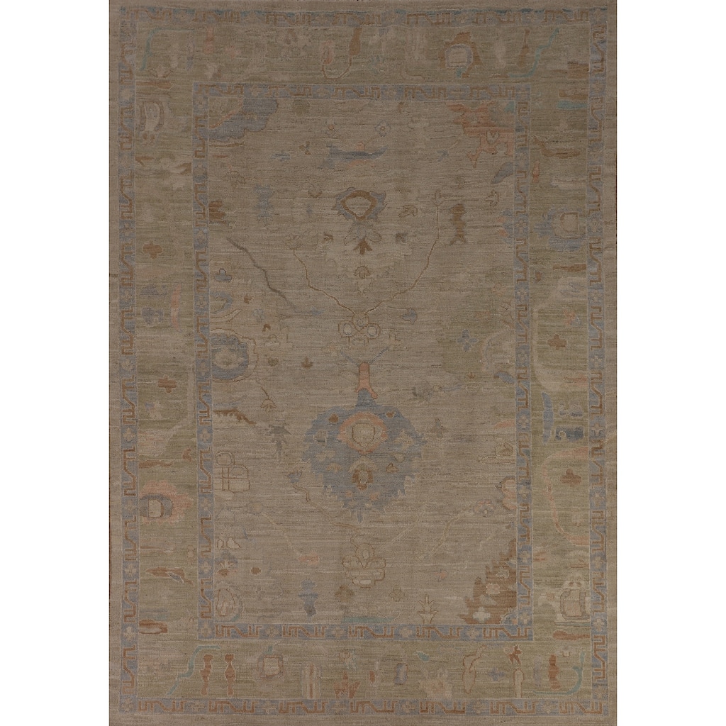 Earth Tone Oushak Turkish Area Rug Handmade Wool Carpet - 6'7"x 9'6"