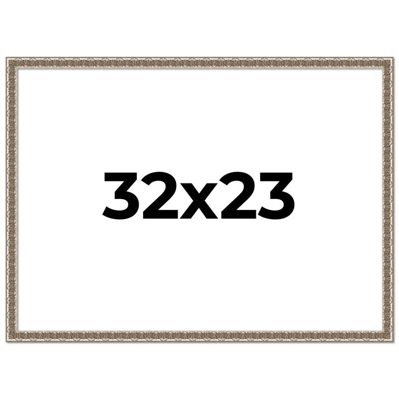 32x23 Frame Silver Versailles Ornate Solid Wood Picture Frame | 1 Inch