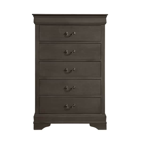 slide 2 of 8, Classic Style Stained Gray Finish 1pc Chest of 5 Drawers Traditional Design Bedroom Grey