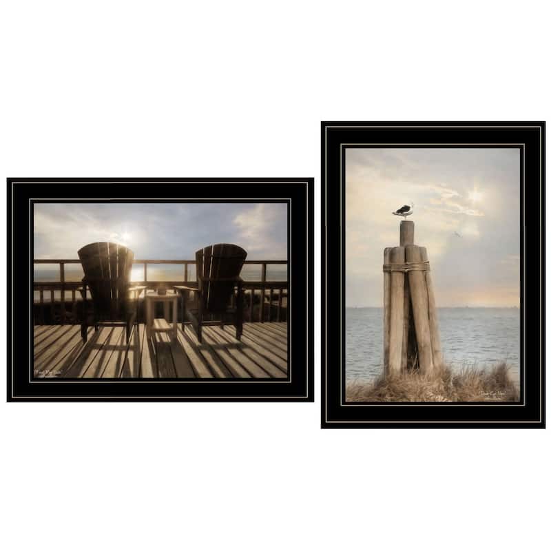 TrendyDecor4U "By The Sea By" Framed Print Wall Art by Lori Deiter - Black