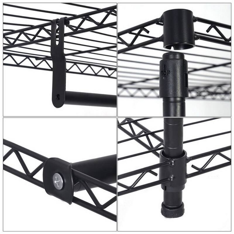 4-Tiers Clothing Storage Rack Closet Organizer Shelf Black