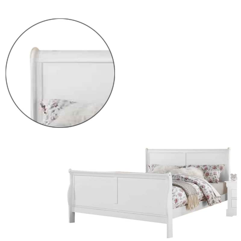 Sleigh Design Full Size Bed with Sleek Legs, White