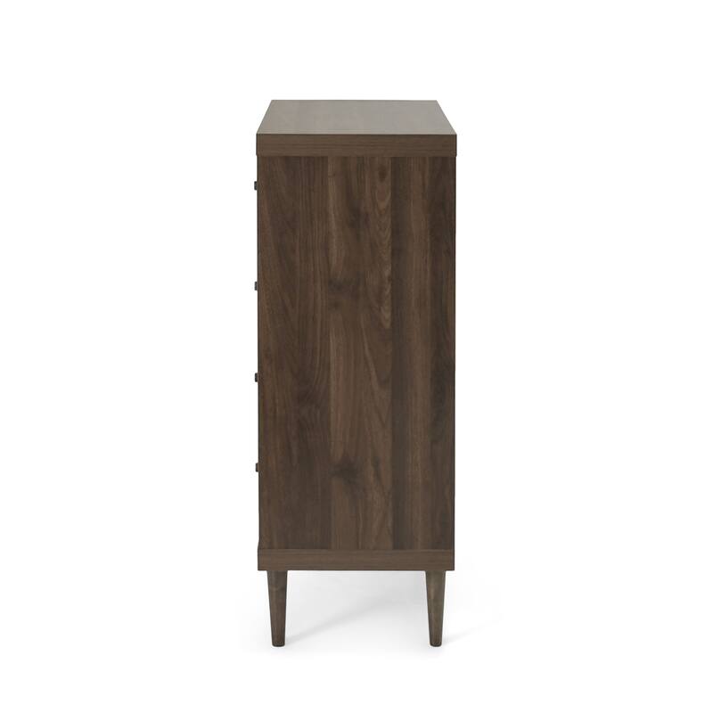 4-Drawer Vertical Chest with Metal Handle, Metal Frame and Wood Top for Bedroom