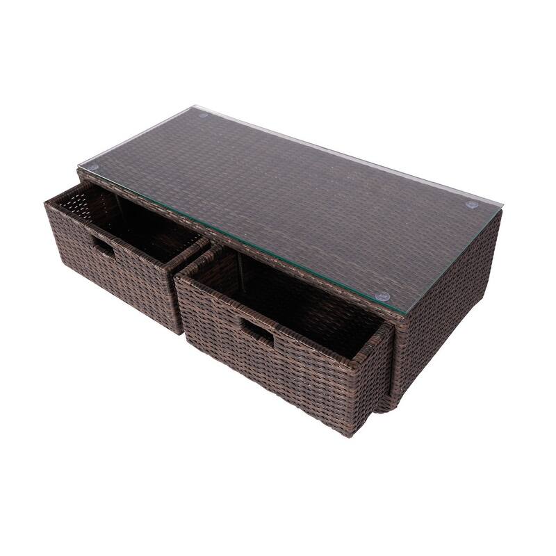 5 Pieces Patio Sectional Sofa with Storage End Table