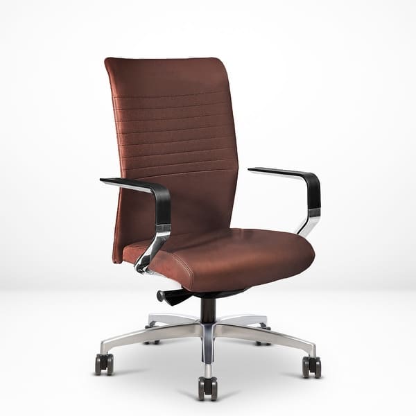 Via Seating Proform Parallel Hand Stitched Executive Ergonomic Desk Chair Italian Leather And Polished Aluminum Frame Overstock 32182118