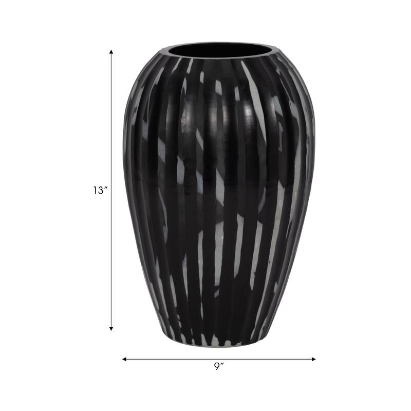 Glass Small Curved Tapered Decorative Vase - Black