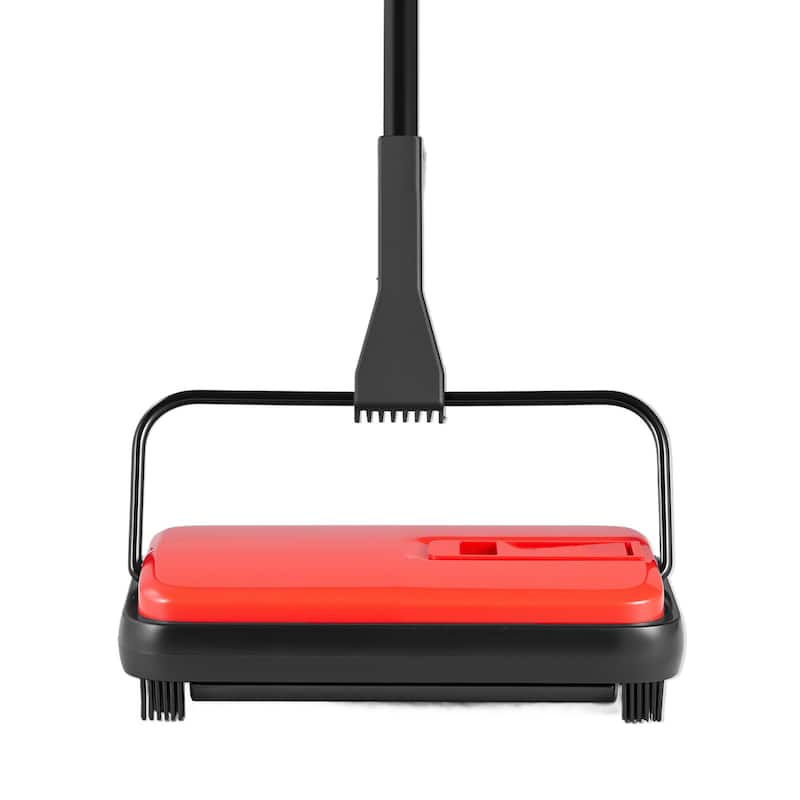 Carbon Steel Manual Carpet Sweeper with 7.87in Brush and Easy Dustbin - 44.1 x 9.1 x 6.3 inch