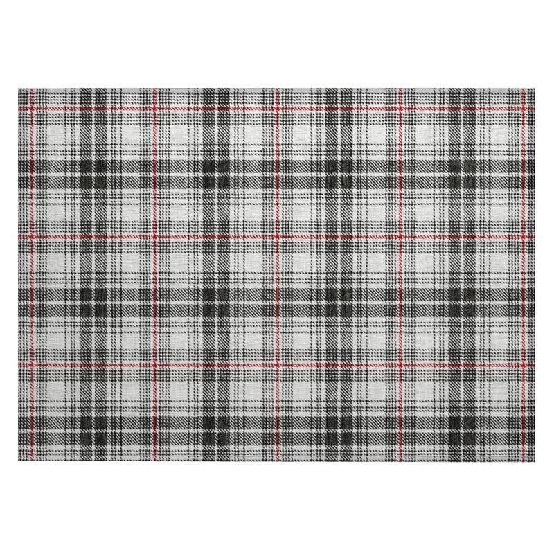 Machine Washable Indoor/ Outdoor Plaid Chantille Rug
