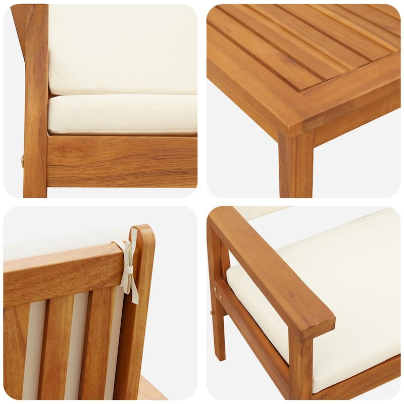 vidaXL Garden Bench with Cushions Solid Wood Acacia - 25.2 x 47.2 x 31.1