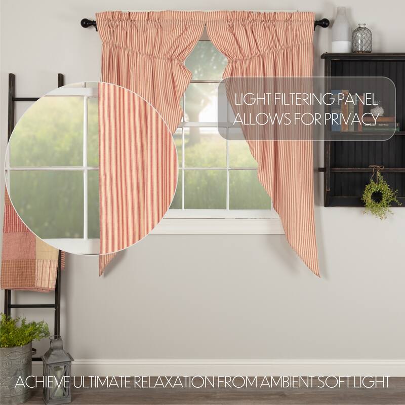 Sawyer Mill Ticking Stripe Short Prairie Panel Set - Prairie Panel 63x36