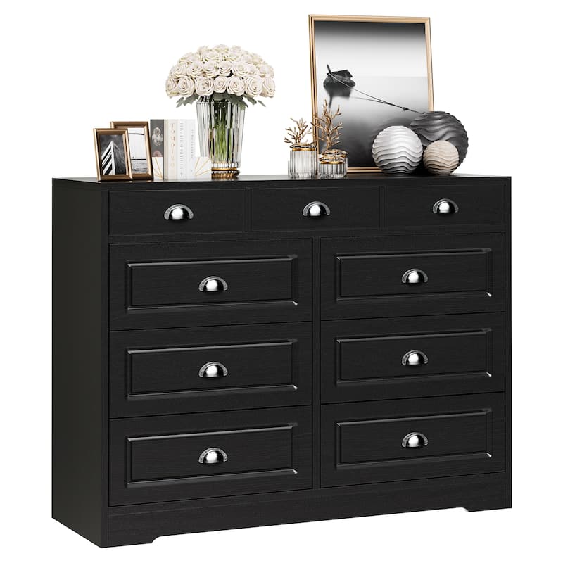 Futzca 9-Drawer Storage Dresser – Tall Entryway Organizer - Black