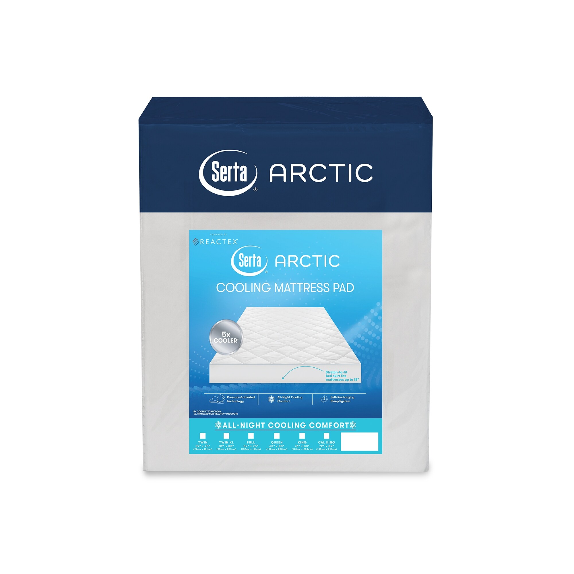 Serta Arctic 5x Cooling Mattress Pad Powered by REACTEX - White