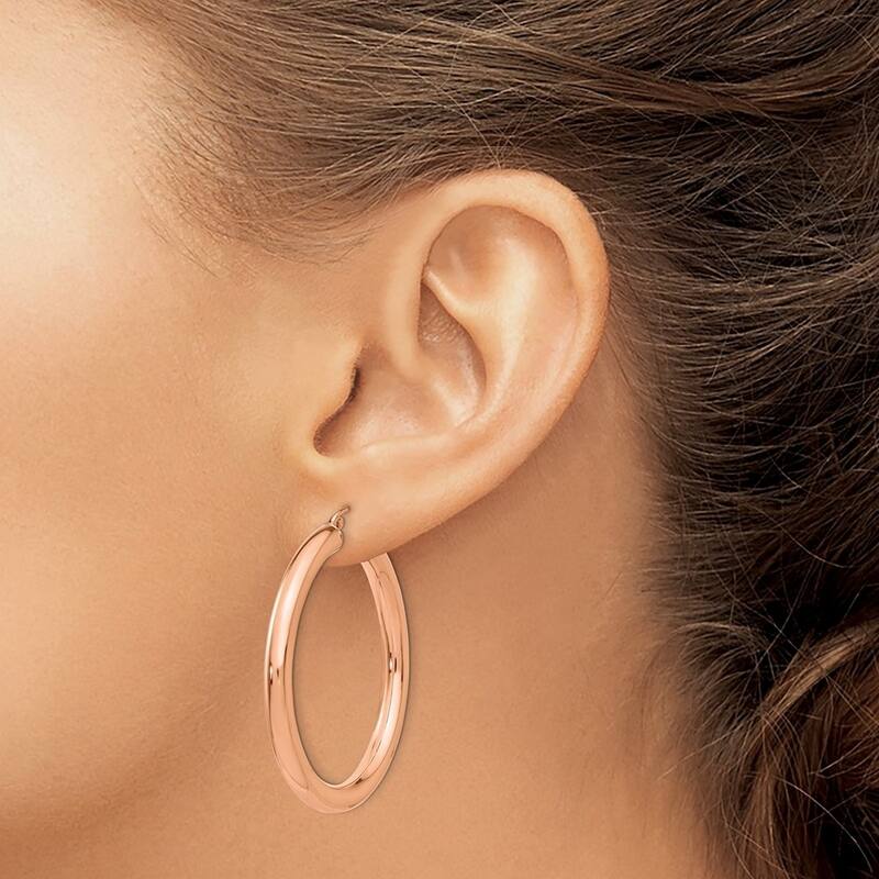 Curata 14k Rose Gold Light Polished 40x4mm Classic Round Hoop Earrings