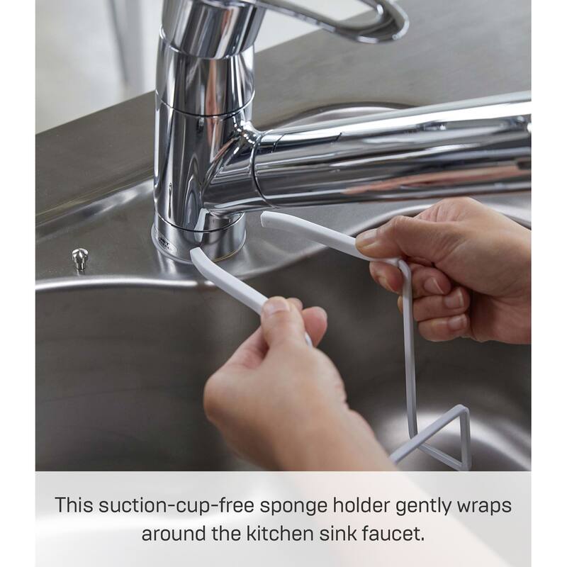 Yamazaki Home Faucet-Hanging Sponge Holder - Two Sizes, Steel, Single - L 5.71 x W 2.36 x H 4.92 inches