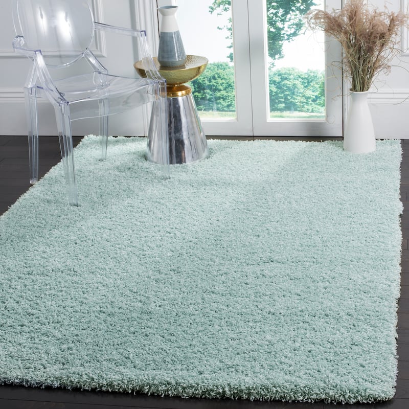 SAFAVIEH Laguna Shag Verdiana Solid Color 2-inch Thick Rug. - 3' x 5' - Light Blue - Rectangle