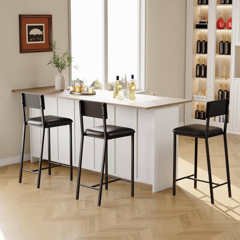 Dining Chairs Set of 4 Upholstered PU Dining Chairs Curved Backrest, Modern Dining Room Chairs Kitchen Chairs