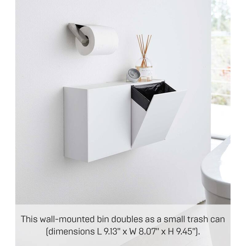 Yamazaki Home Wall-Mounted Storage or Trash Bin, ABS Plastic, 4L, Holds 5.5 lbs