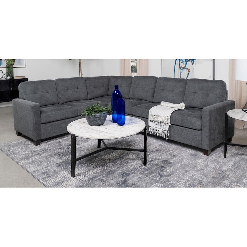 Ashland 4-piece Steel Grey Upholstered Modular Sectional Sofa