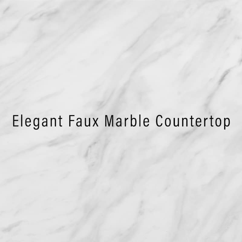 Gray Kitchen Island with White Faux Marble Countertop, Cabinets, Drawers, and Elegant Hardware for Modern Homes