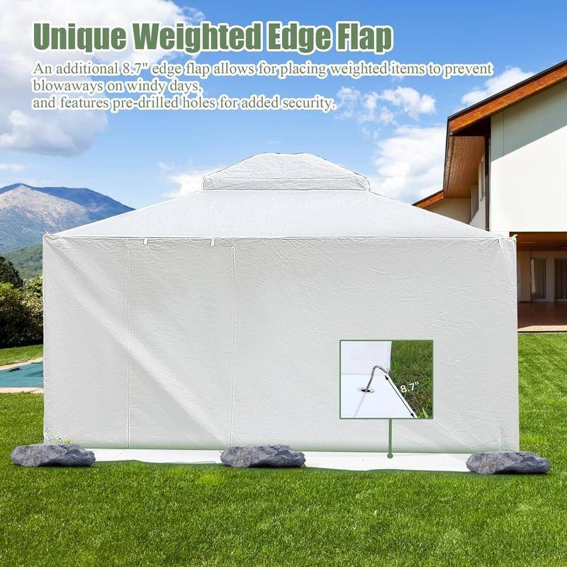 Domi 8' x 8' Universal Winter Gazebo Cover, All Season Waterproof Enclosed Cover with Sidewalls & Ventilated Mesh Windows, White