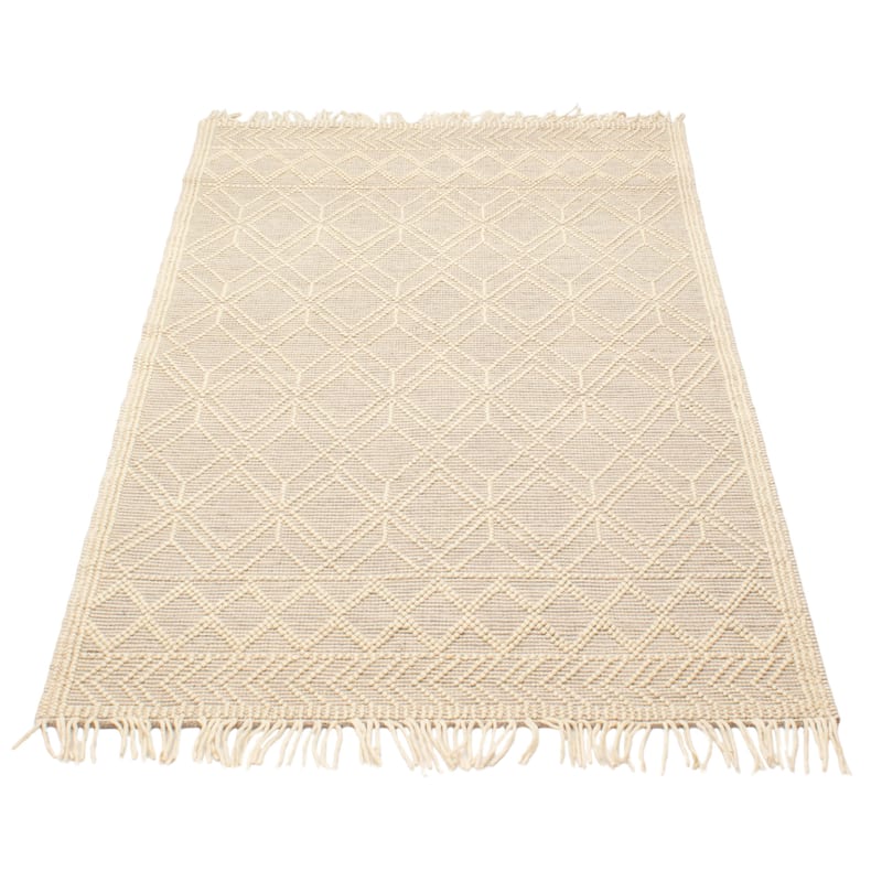 ECARPETGALLERY Braid weave Sienna Cream Wool Rug - 5'0 x 8'0