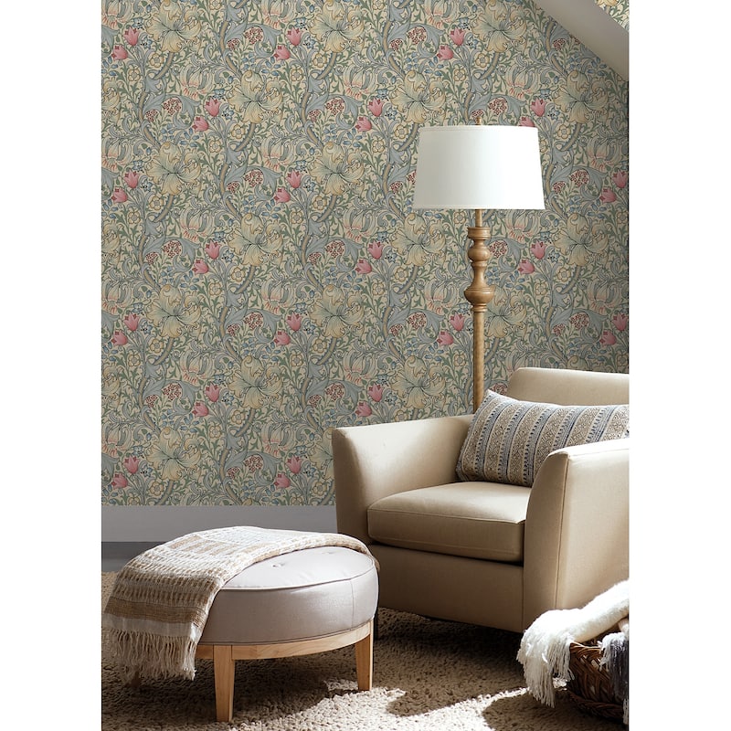 Golden Lily Linen Peel and Stick Wallpaper