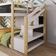 preview thumbnail 16 of 15, Twin House Bunk Bed with Storage Staircase and Blackboard - White
