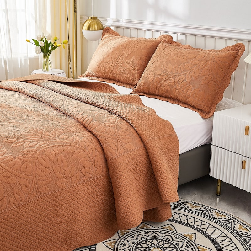 MarCielo 3 Piece Cotton Oversized Bedspread Quilt Set Tmonica