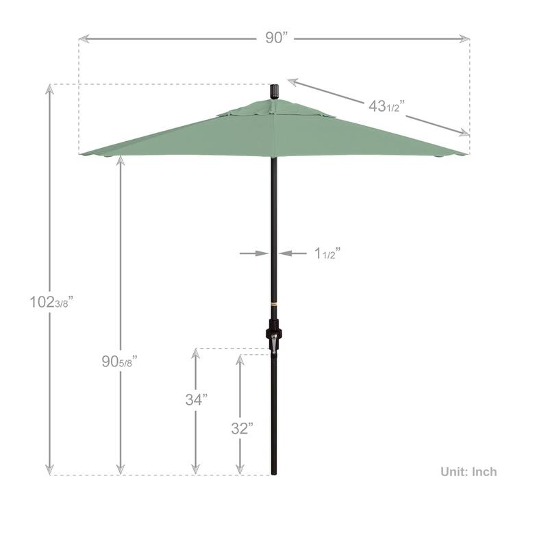 California Umbrella 75' Sun Master Patio Umbrella Bronze Aluminum Pole Fiberglass Ribs Crank Lift Tilt Pacifica