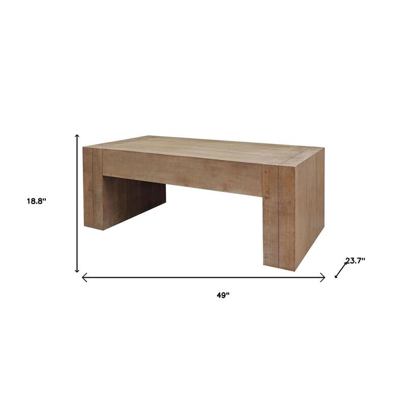 HomeRoots 49" Natural Wood Chunky Rectangular Coffee Table - 49.00 in. x 18.80 in. x 23.70 in.