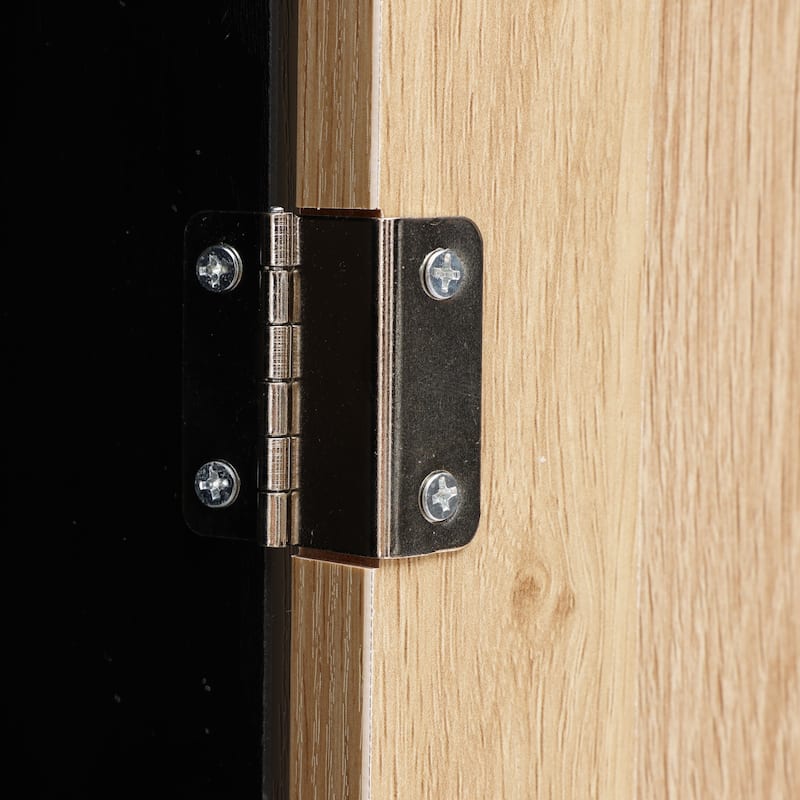 Black and Brown Wood 31.5" Wide Sideboard Cabinet with Wood-Woven Doors (Set of 2)