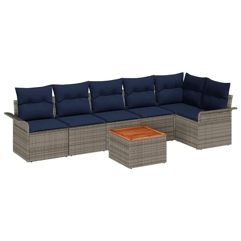 vidaXL 7 Piece Garden Sofa Set with Cushions - 117.1×52.2×27.2