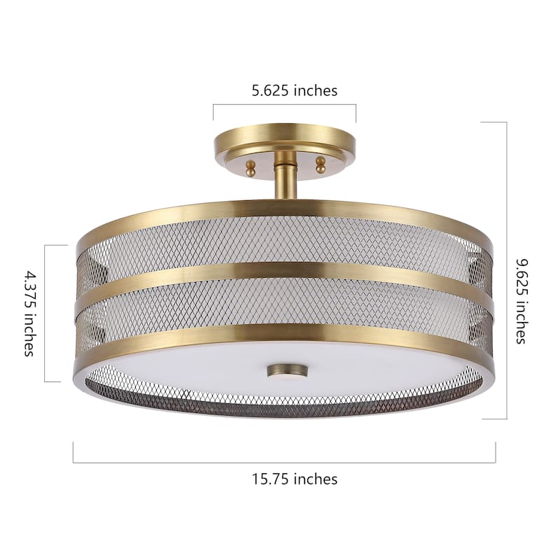 SAFAVIEH Lighting Latasha 3-Light Veil Gold Ceiling Light - 15.75"x15.75 x9.625 - 16Wx16Dx10H