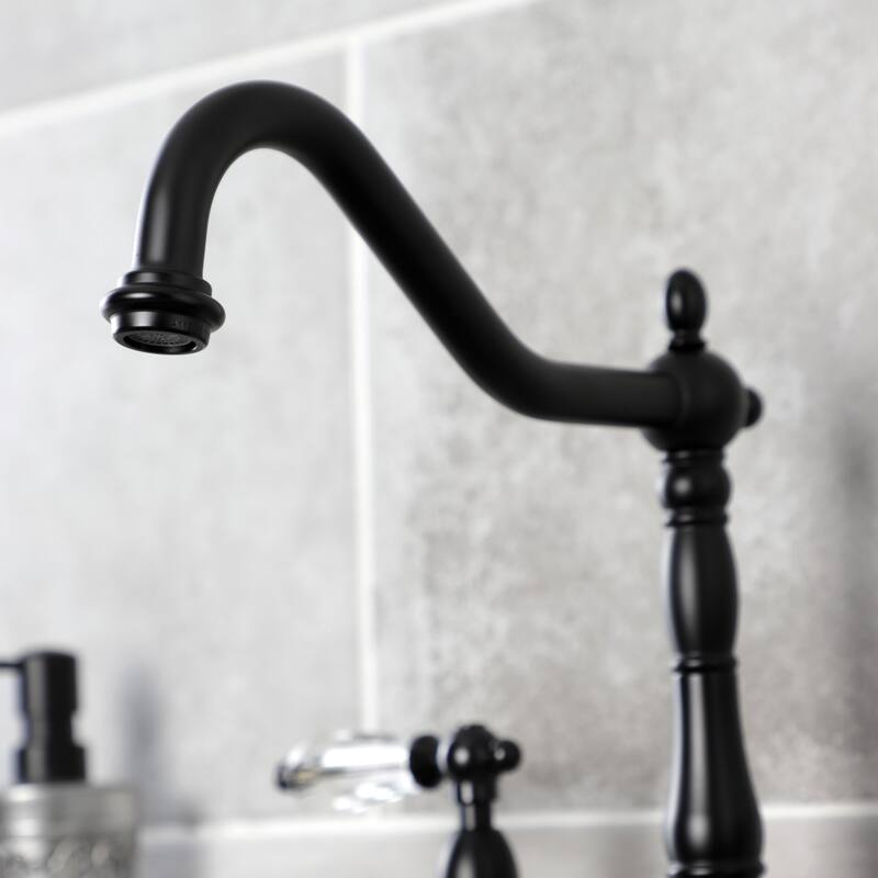 Kingston Brass Wilshire Bridge Kitchen Faucet with Brass Sprayer