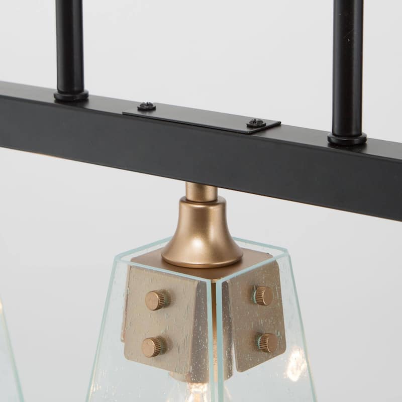 Luray Modern 5-Light Linear Glass Farmhouse Chandelier Brass Black Dining Room Island Lights - L34.2"*W3.54"*H8.7"