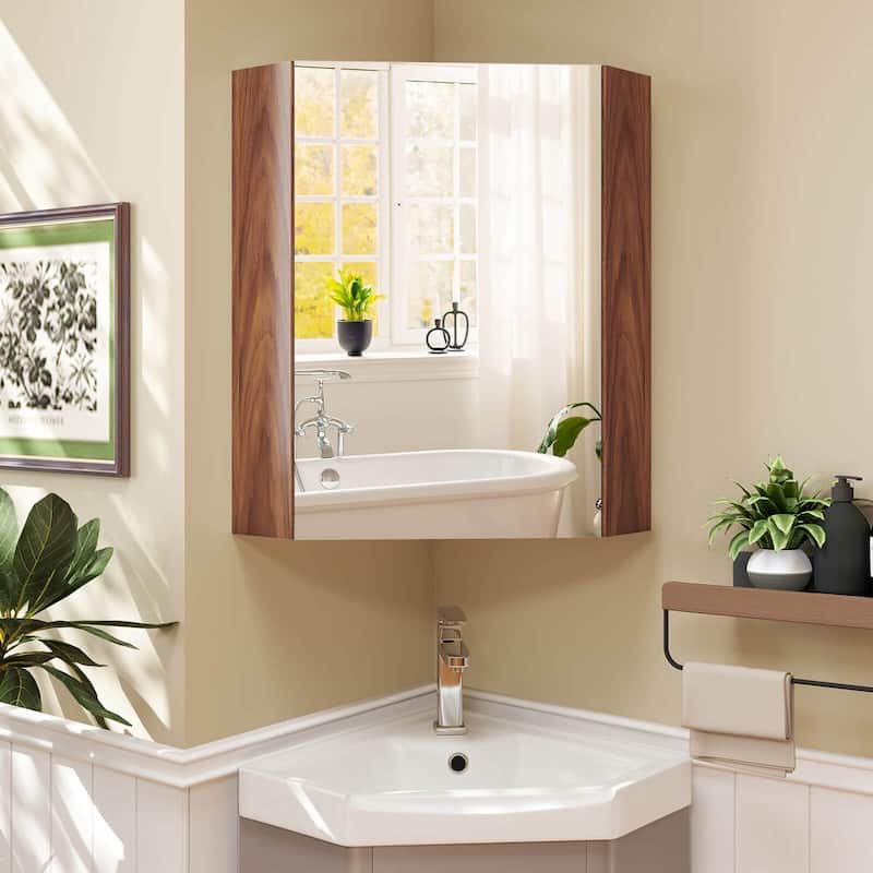 Costway 23.5" Wall Mounted Storage Organizer Corner Medicine Cabinet - See Details