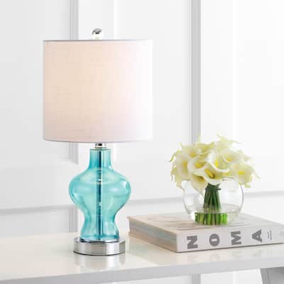 Guardian 20.5" Glass/Metal LED Table Lamp, Aqua by JONATHAN Y