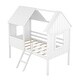 preview thumbnail 3 of 9, Twin Size Low Loft Bed with with Two Side Windows, House-shaped Bed with Ladder, Pine Wooden Bed with Guardrail, White