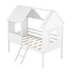 preview thumbnail 3 of 7, White Twin Size Low Loft Wood House Bed with Side Windows and Guardrails - Charming Design