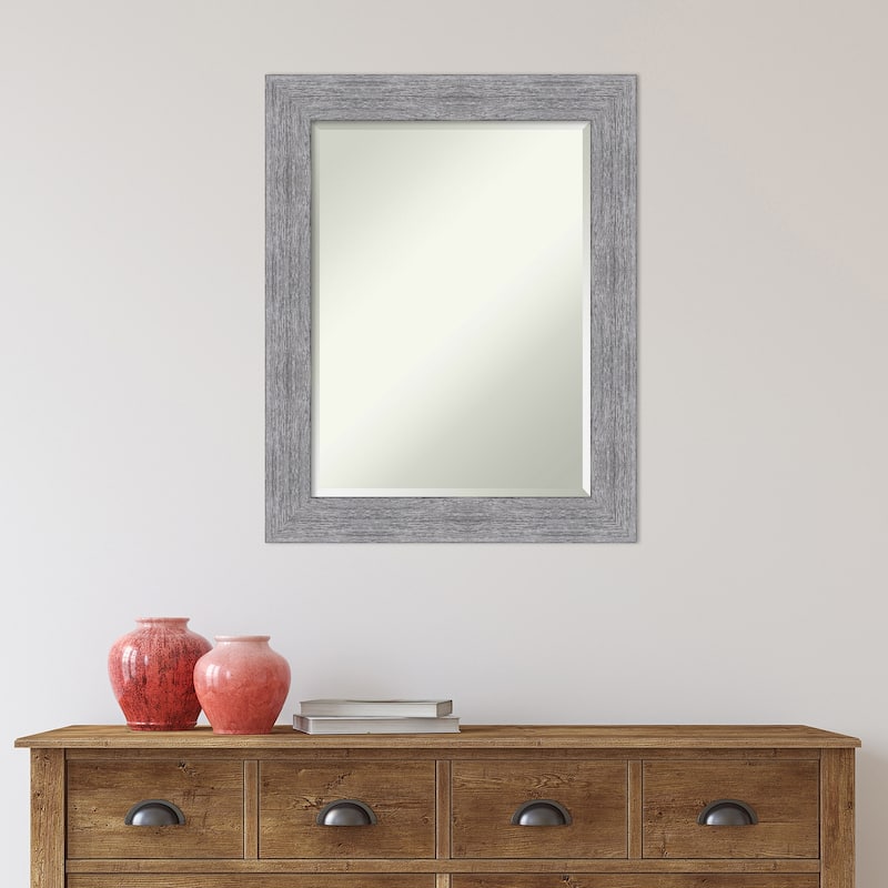 Beveled Wall Mirror - Bark Rustic Char Frame