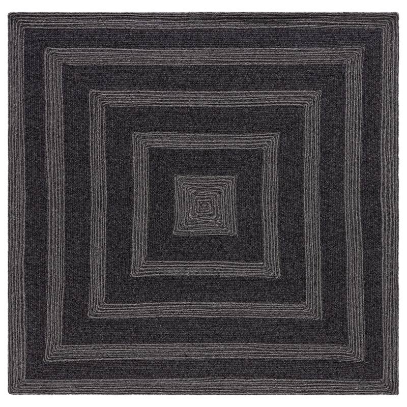 SAFAVIEH Handmade Braided Fatimah Washable Indoor/Outdoor Rug - Weather Resistant & Easy Cleaning - 5' Square - Charcoal