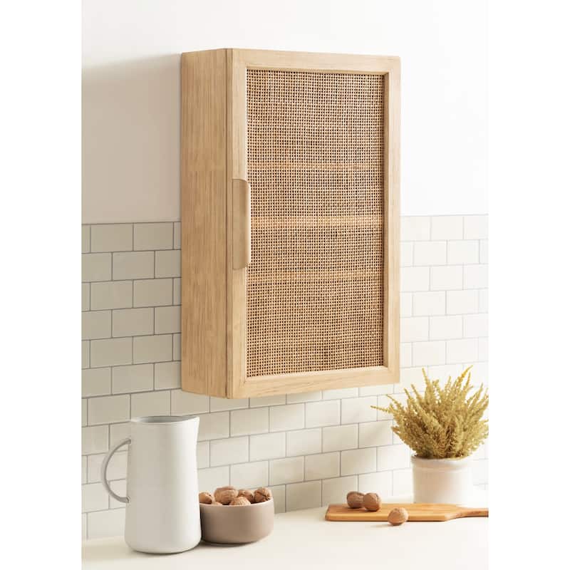 Kate and Laurel Ori Rattan Wall Cabinet