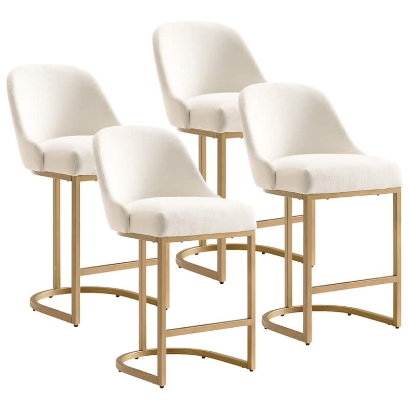 Leick Home Upholstered Barrelback Counter Stool with Metal Base