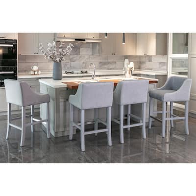Modern PU Upholstered Bar Stools with Swivel Barstools Adjusatble Seat Height for Home Pub Kitchen Island (Set of 2)