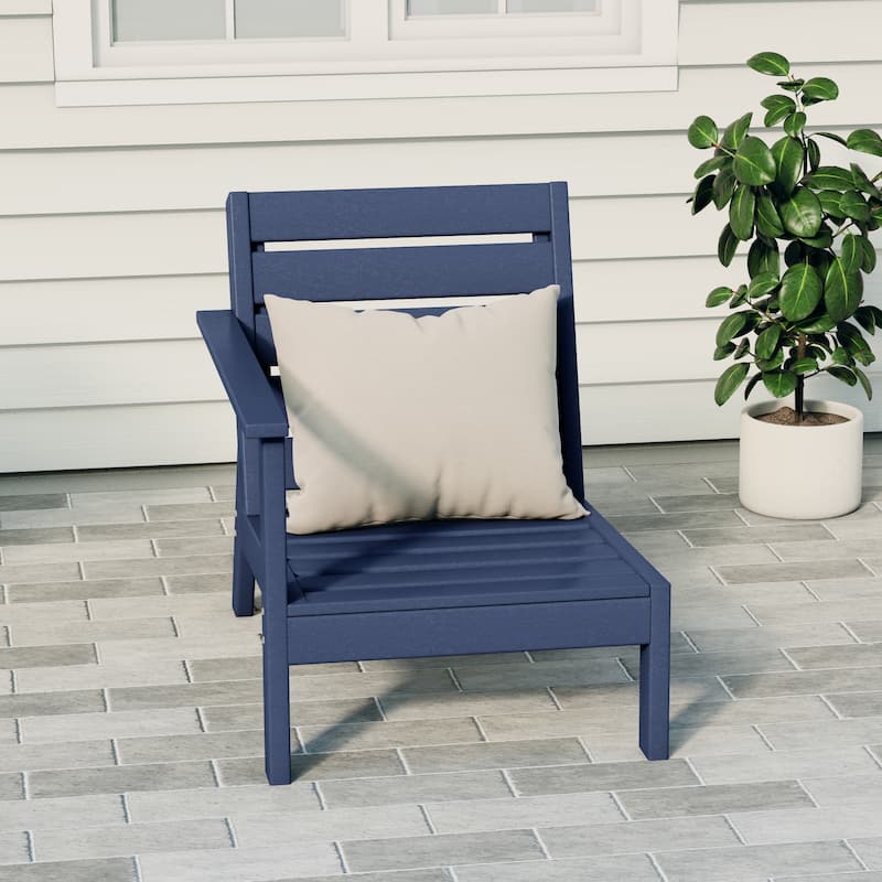 Polytrends Birchwood All Weather HDPE Outdoor Patio Deep Seating Left Arm Facing Chair - Navy Blue